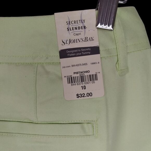 St. John's Bay Women's Pants Secretly Slender #84463750455 Capri Size 10 Green - Picture 6 of 16